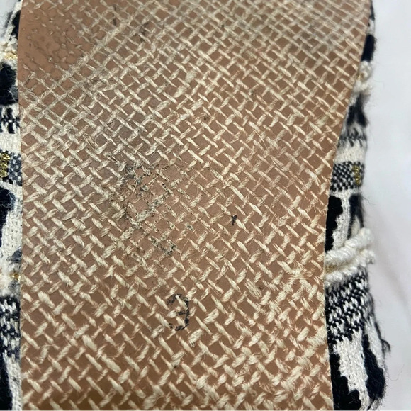 Anthropologie Dreamy Tweed Mule Slides Size 9 Black Gold Pompoms - Picture 6 of 9